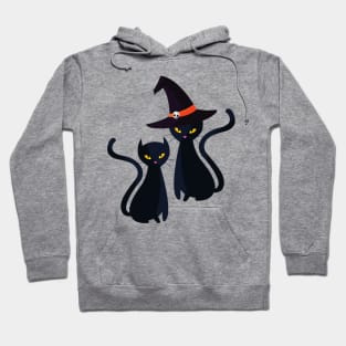 Cute Halloween Black Cats with Hat Autumn Fall Cat Lover Hoodie